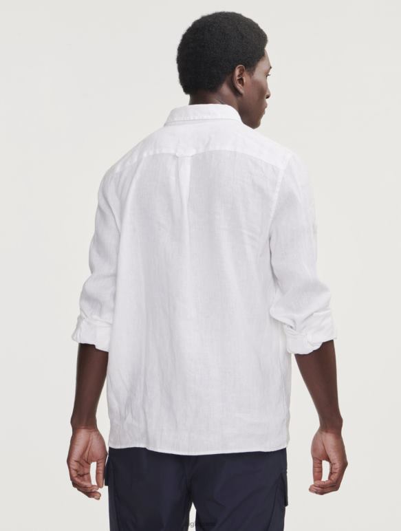 Hommes blanc Aigle chemise à manches longues en lin vêtements 2F48632