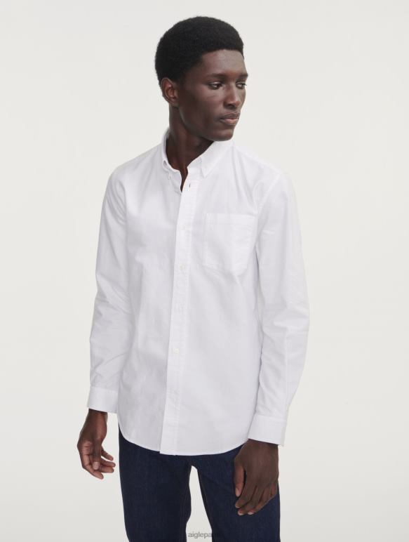 Hommes blanc Aigle chemise oxford à manches longues vêtements 2F48648