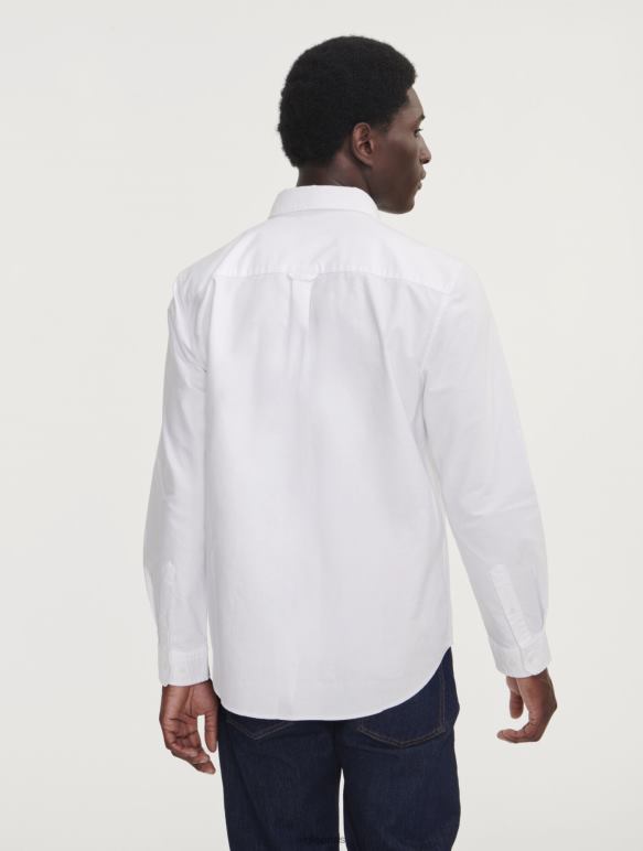 Hommes blanc Aigle chemise oxford à manches longues vêtements 2F48648