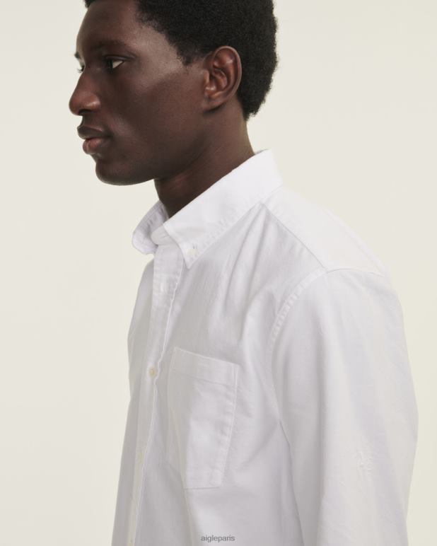 Hommes blanc Aigle chemise oxford à manches longues vêtements 2F48648