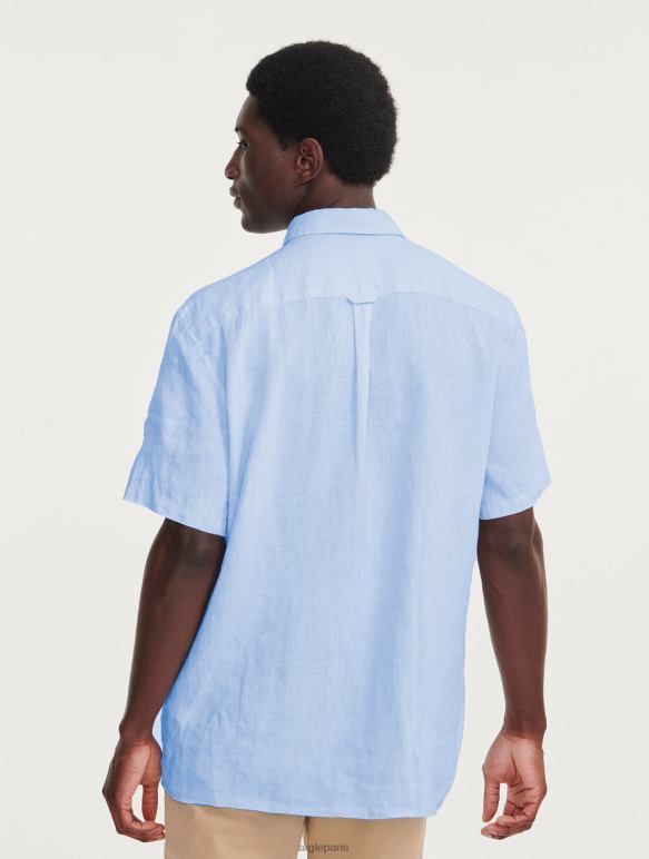 Hommes bleu-ciel Aigle chemise à manches courtes en lin vêtements 2F486131
