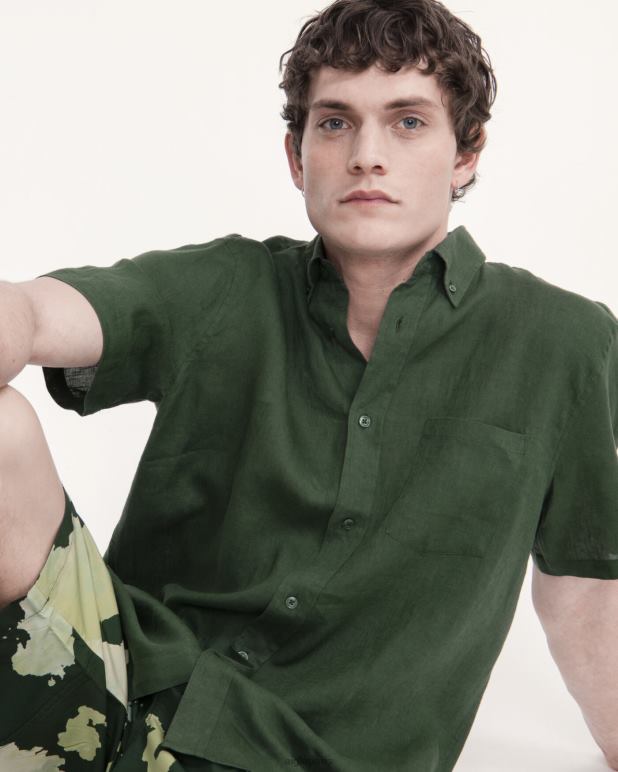 Hommes botanique Aigle chemise à manches courtes en lin vêtements 2F48655