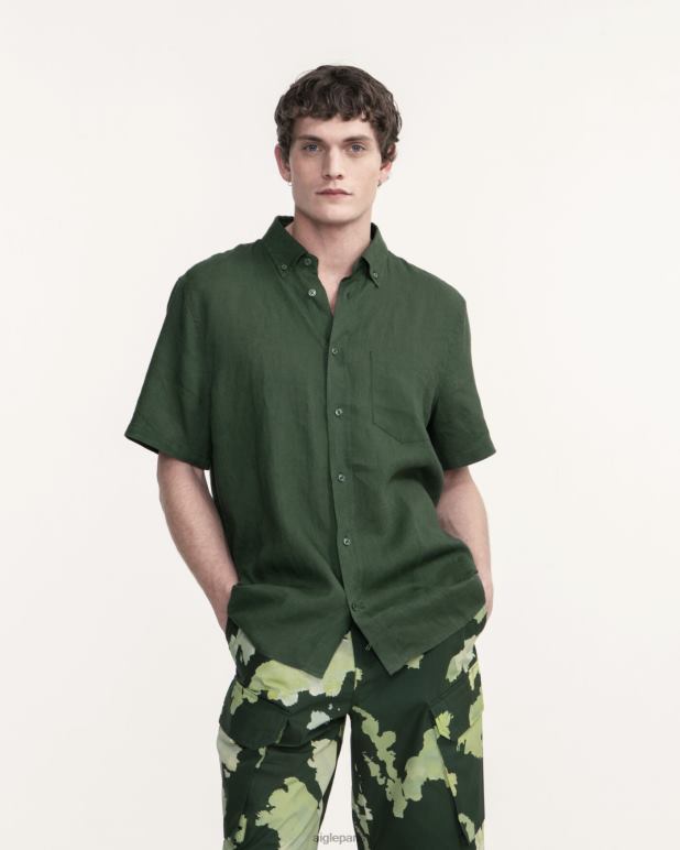 Hommes botanique Aigle chemise à manches courtes en lin vêtements 2F48655