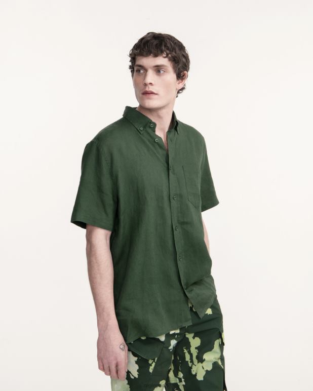 Hommes botanique Aigle chemise à manches courtes en lin vêtements 2F48655