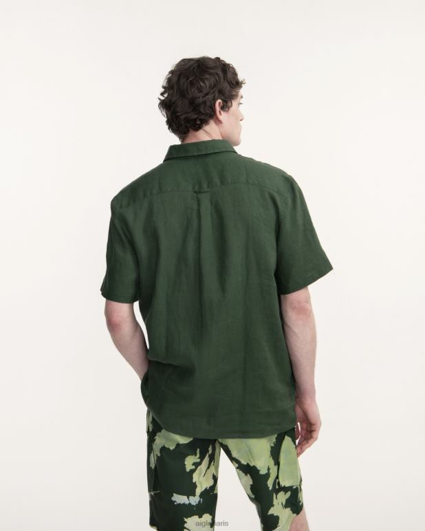 Hommes botanique Aigle chemise à manches courtes en lin vêtements 2F48655