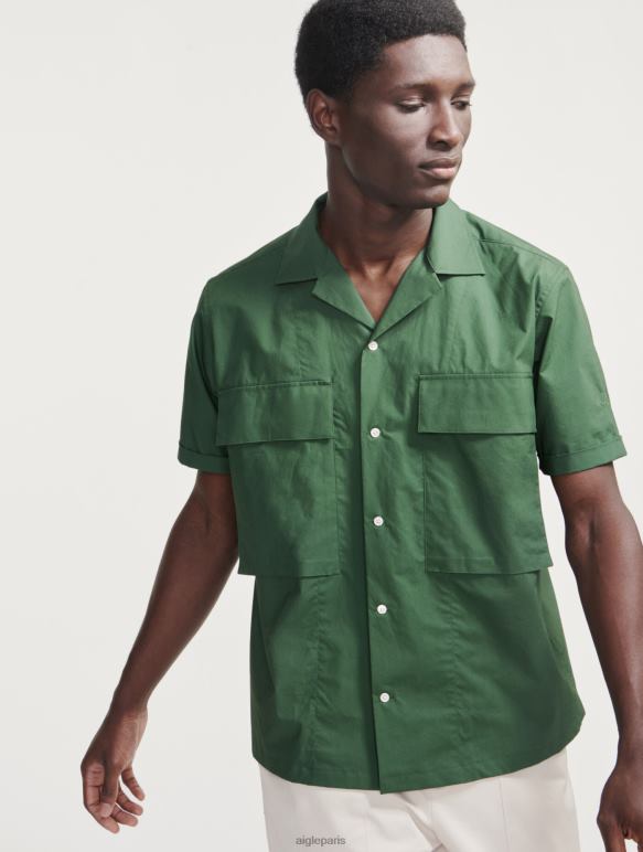 Hommes botanique Aigle chemise militaire à manches courtes vêtements 2F48656