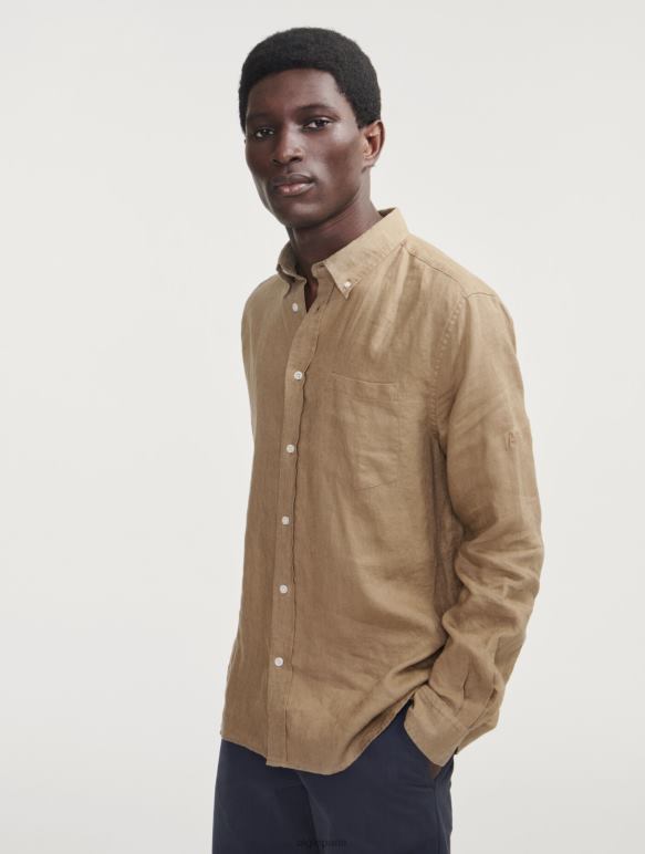 Hommes cappuccino Aigle chemise à manches longues en lin vêtements 2F48666