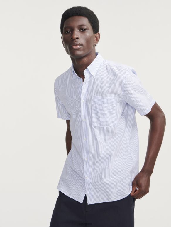 Hommes ciel st Aigle chemise à manches courtes rayée en seersucker vêtements 2F486149