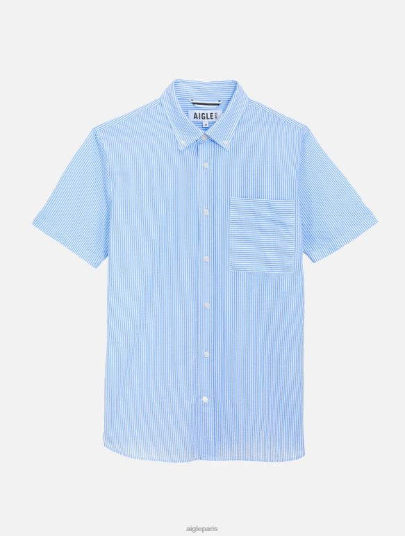 Hommes ciel st Aigle chemise à manches courtes rayée en seersucker vêtements 2F486149