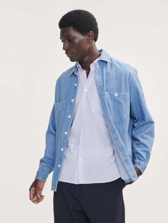 Hommes denim légèrement décoloré Aigle surchemise en jean à manches longues vêtements 2F486112