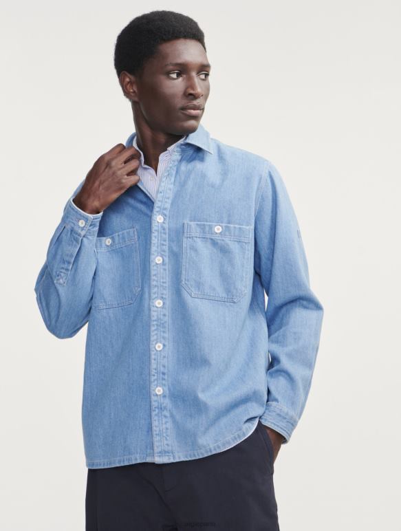 Hommes denim légèrement décoloré Aigle surchemise en jean à manches longues vêtements 2F486112