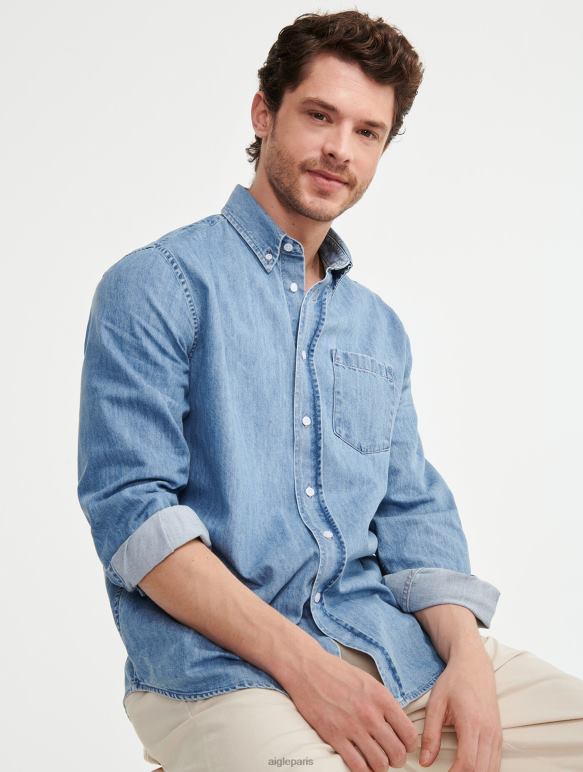 Hommes eau de Javel légère Aigle chemise en jean à manches longues vêtements 2F48627