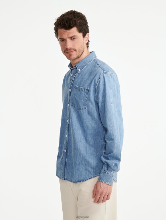 Hommes eau de Javel légère Aigle chemise en jean à manches longues vêtements 2F48627