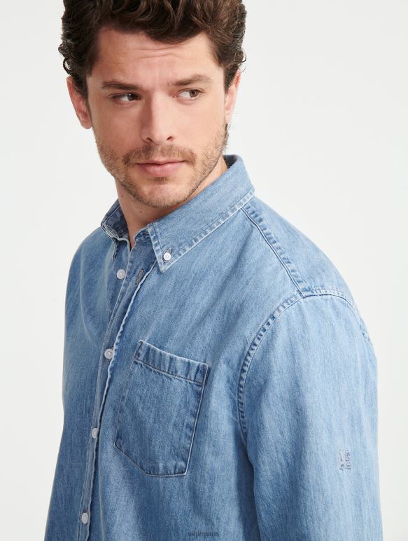 Hommes eau de Javel légère Aigle chemise en jean à manches longues vêtements 2F48627
