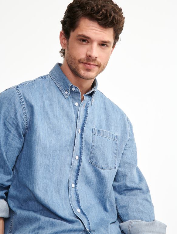Hommes eau de Javel légère Aigle chemise en jean à manches longues vêtements 2F48627