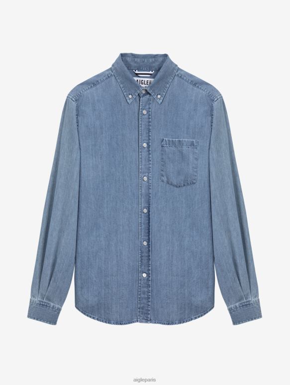 Hommes eau de Javel légère Aigle chemise en jean à manches longues vêtements 2F48627