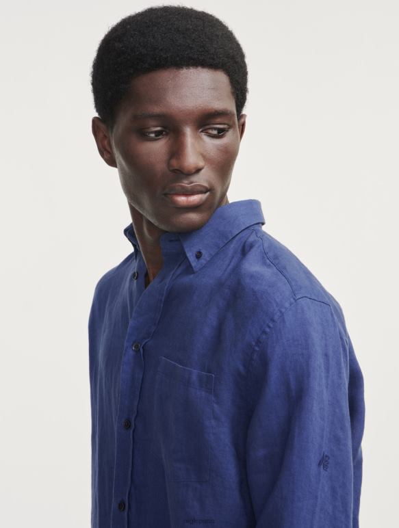 Hommes encrebleu Aigle chemise à manches longues en lin vêtements 2F48695