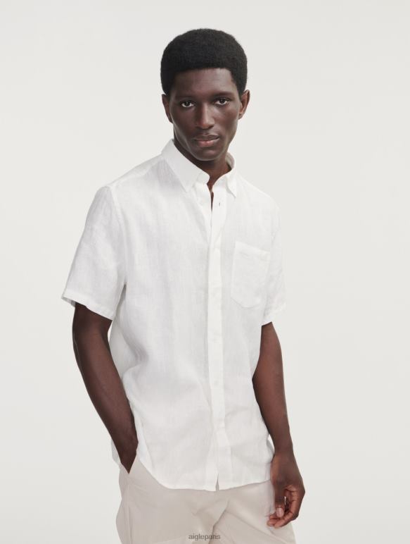 Hommes lait Aigle chemise à manches courtes en lin vêtements 2F486145