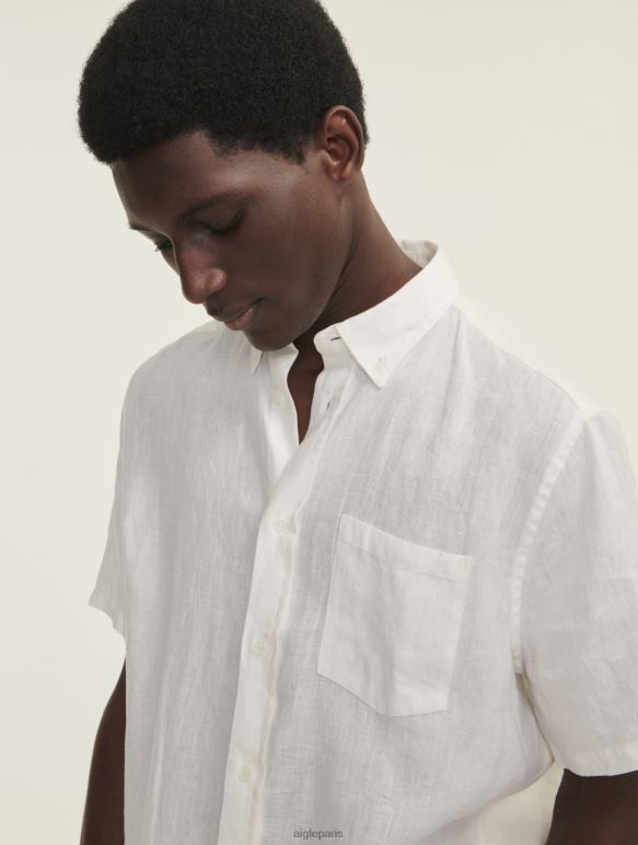 Hommes lait Aigle chemise à manches courtes en lin vêtements 2F486145