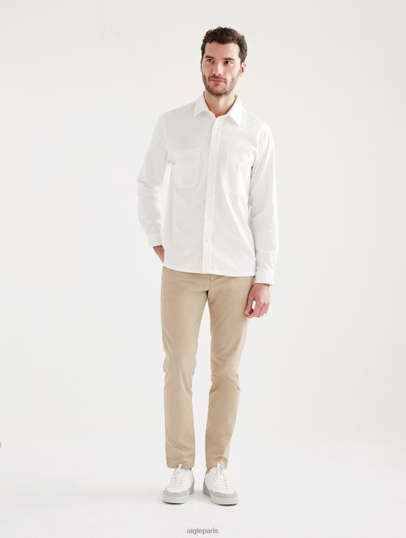 Hommes lait Aigle surchemise à manches longues en coton/lin vêtements 2F486126