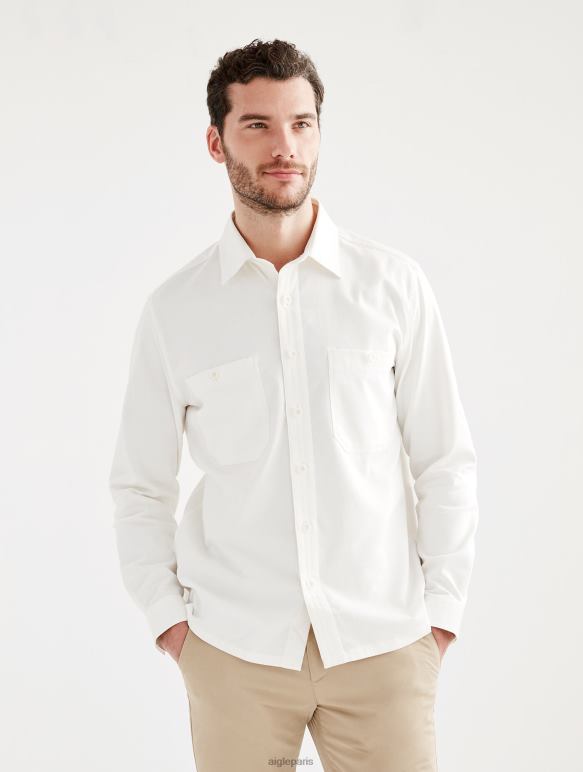 Hommes lait Aigle surchemise à manches longues en coton/lin vêtements 2F486126