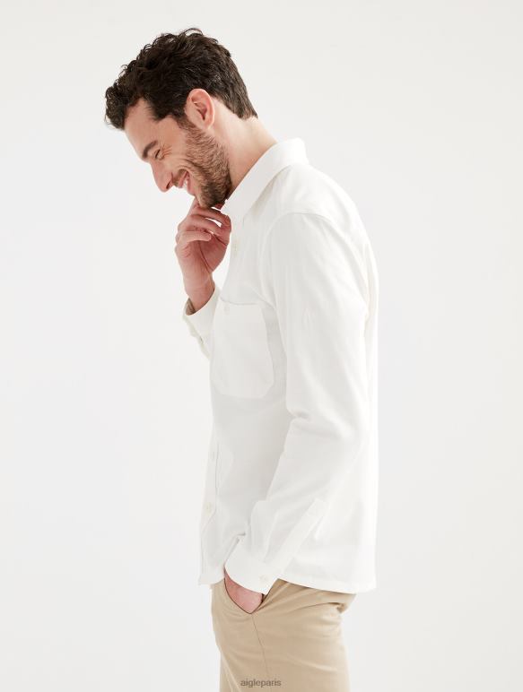 Hommes lait Aigle surchemise à manches longues en coton/lin vêtements 2F486126