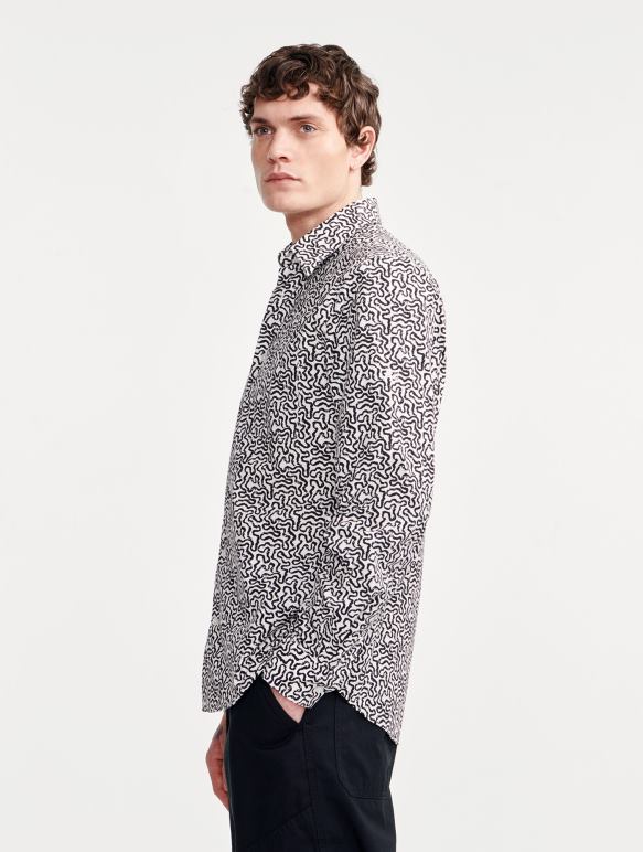 Hommes lait pr Aigle chemise à manches longues en popeline imprimée vêtements 2F48658