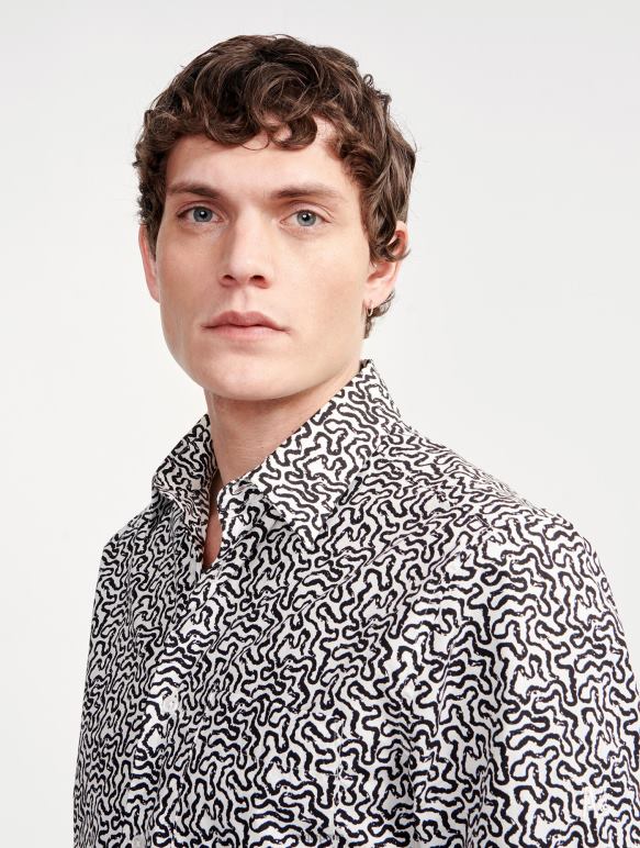 Hommes lait pr Aigle chemise à manches longues en popeline imprimée vêtements 2F48658