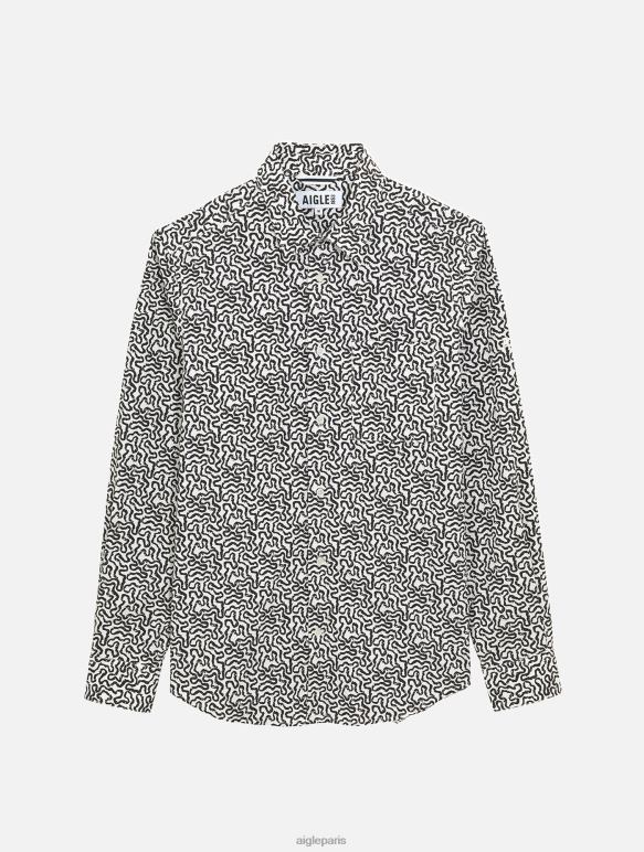 Hommes lait pr Aigle chemise à manches longues en popeline imprimée vêtements 2F48658