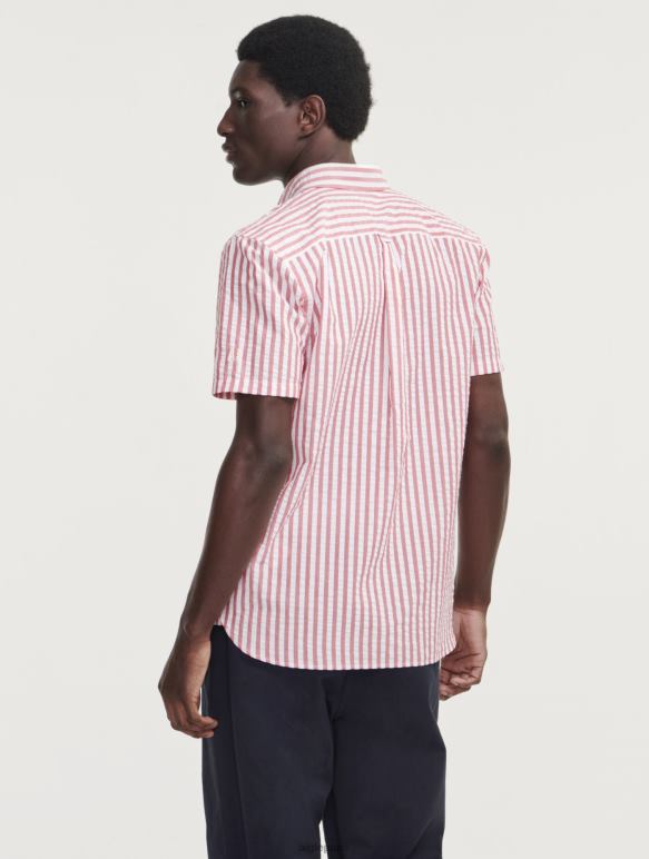 Hommes rue rouge Aigle chemise à manches courtes rayée en seersucker vêtements 2F48673