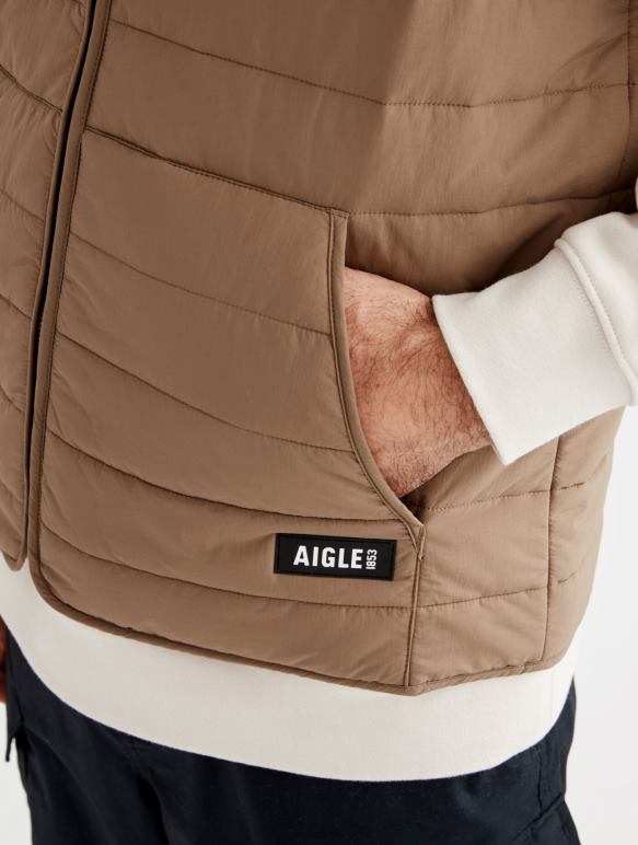 Hommes cappuccino Aigle gilet court sans manches matelassé sorona dupont wr vêtements 2F486165