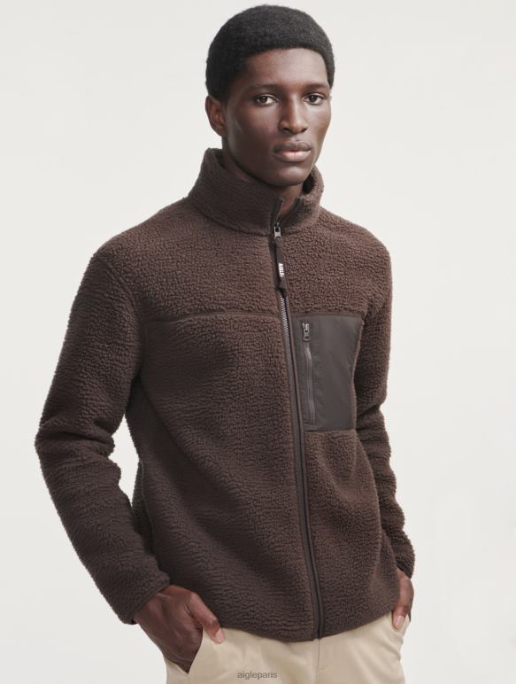 Hommes cacao Aigle polaire sherpa zippée vêtements 2F4866