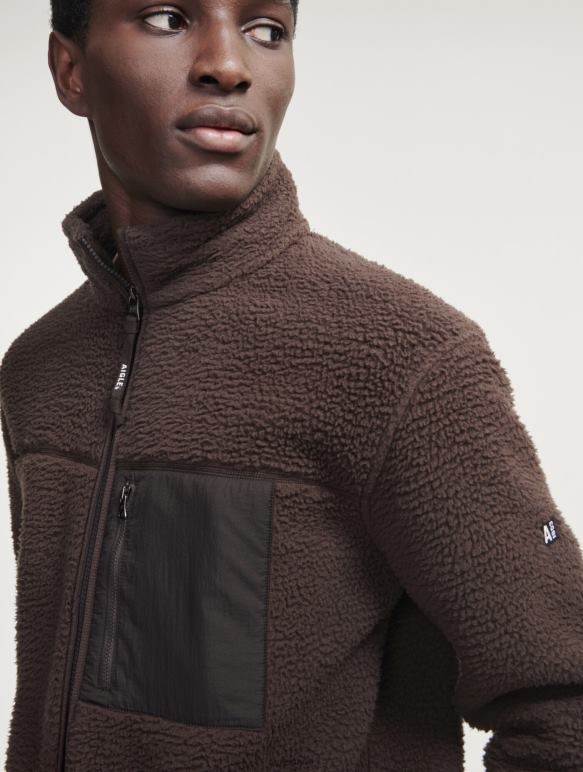 Hommes cacao Aigle polaire sherpa zippée vêtements 2F4866