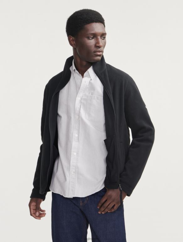 Hommes noir Aigle polaire en microfibre avec zip vêtements 2F48618