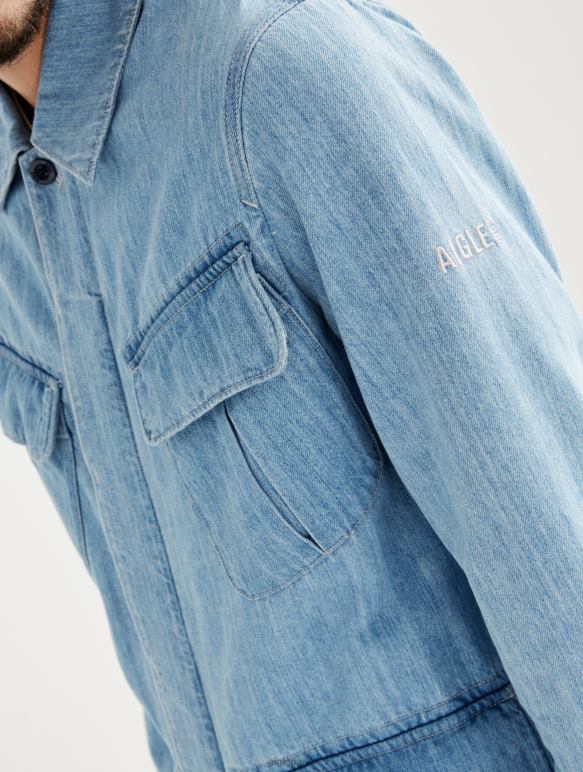 Hommes denim légèrement décoloré Aigle saharienne en jean mi-longue vêtements 2F486204