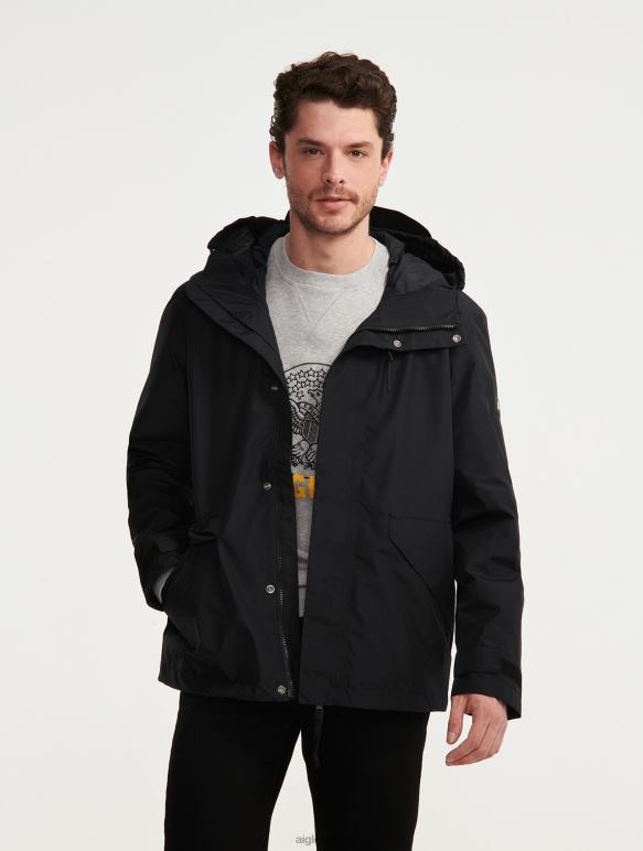 Hommes noir Aigle veste courte à capuche en gore-tex vêtements 2F486215