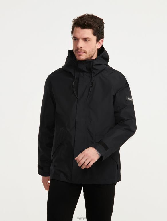 Hommes noir Aigle veste courte à capuche en gore-tex vêtements 2F486215