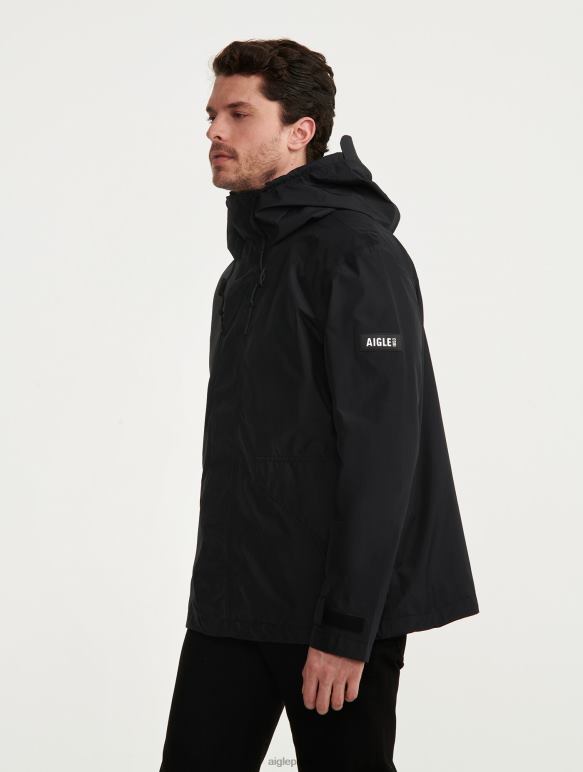 Hommes noir Aigle veste courte à capuche en gore-tex vêtements 2F486215