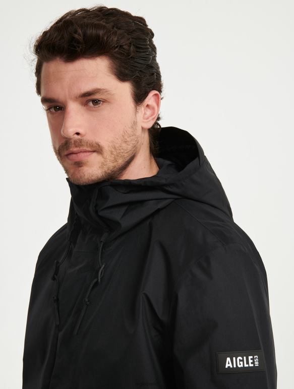 Hommes noir Aigle veste courte à capuche en gore-tex vêtements 2F486215