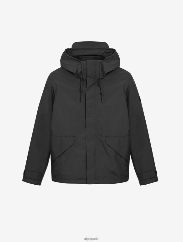 Hommes noir Aigle veste courte à capuche en gore-tex vêtements 2F486215