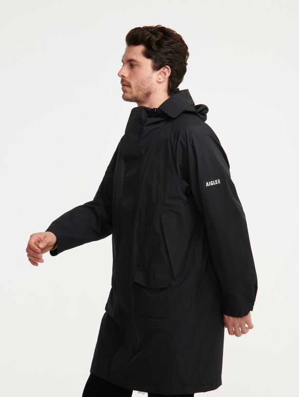Hommes noir Aigle veste mtd longue à capuche vêtements 2F486184