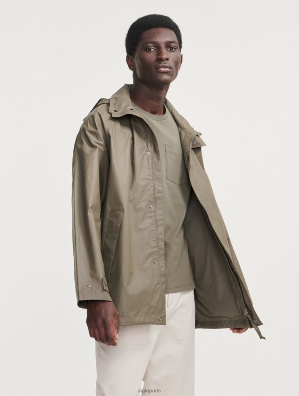 Hommes taillis Aigle veste enduite mi-longue à capuche vêtements 2F486207