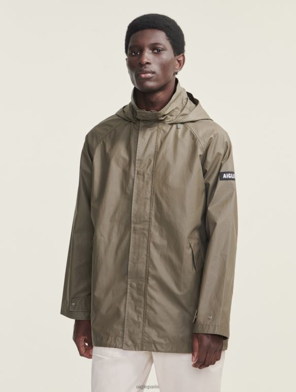 Hommes taillis Aigle veste enduite mi-longue à capuche vêtements 2F486207