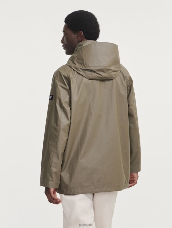 Hommes taillis Aigle veste enduite mi-longue à capuche vêtements 2F486207
