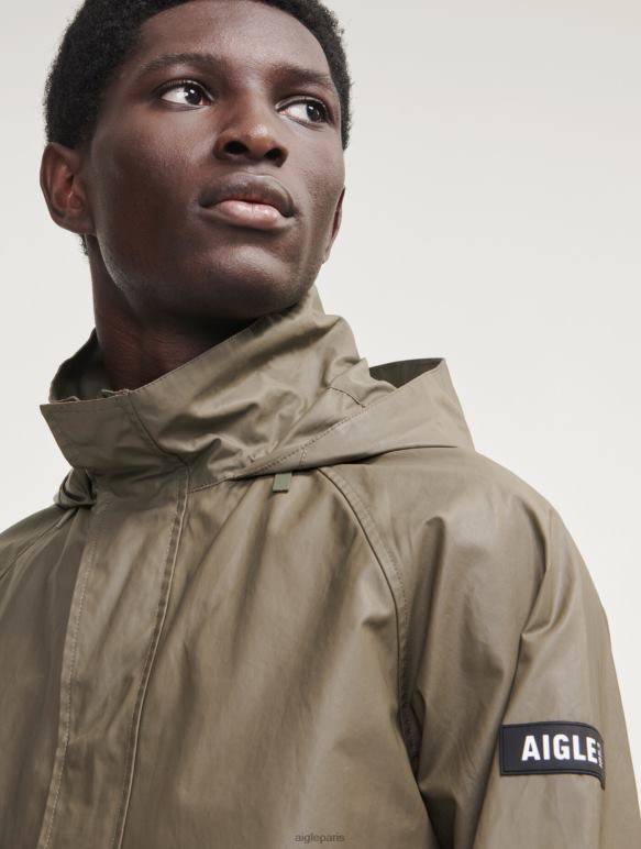 Hommes taillis Aigle veste enduite mi-longue à capuche vêtements 2F486207