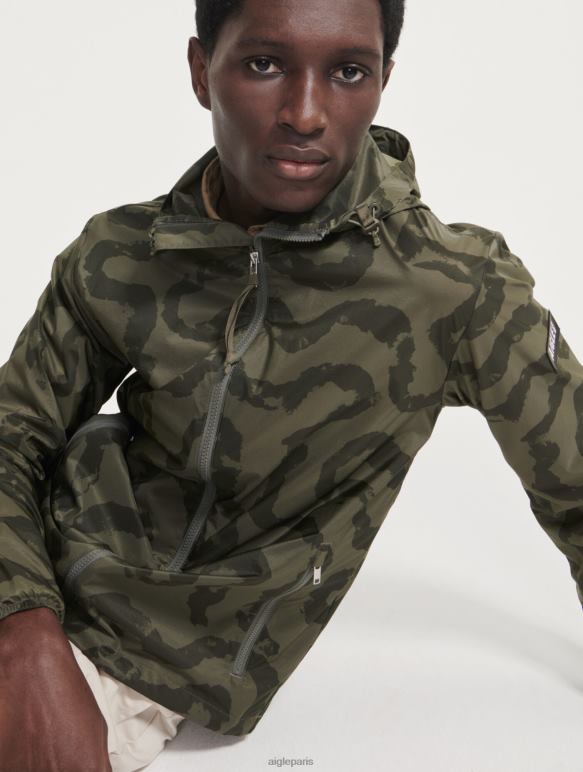 Hommes taillis pr je Aigle veste imperméable avec impression compactable vêtements 2F486192