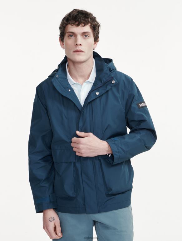 Hommes bleu orage je Aigle parka courte gore-tex capuche amovible vêtements 2F486170