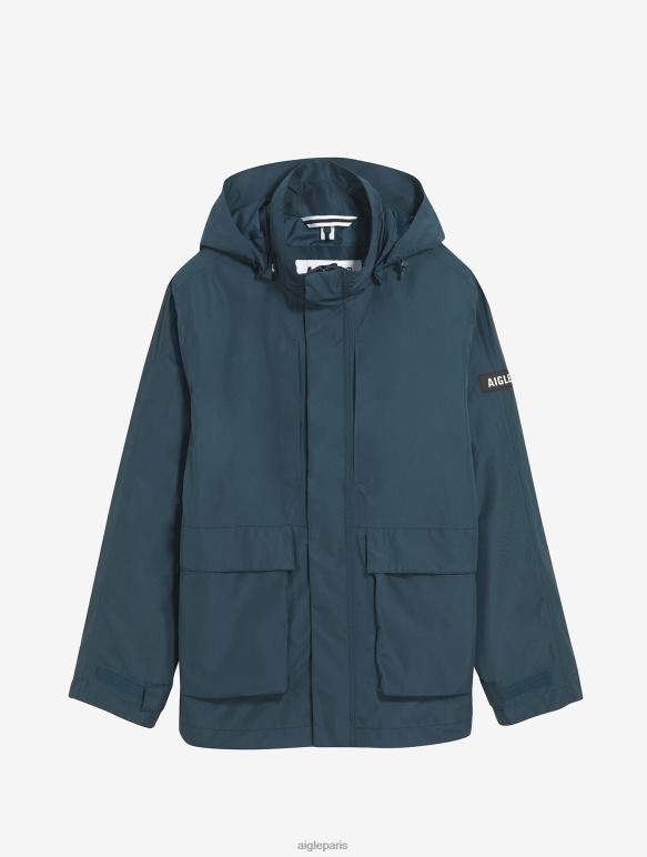 Hommes bleu orage je Aigle parka courte gore-tex capuche amovible vêtements 2F486170