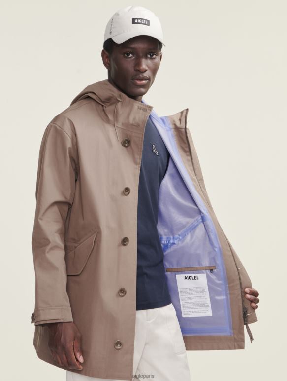 Hommes cappuccino Aigle parka mtd mi-longue à capuche vêtements 2F486222