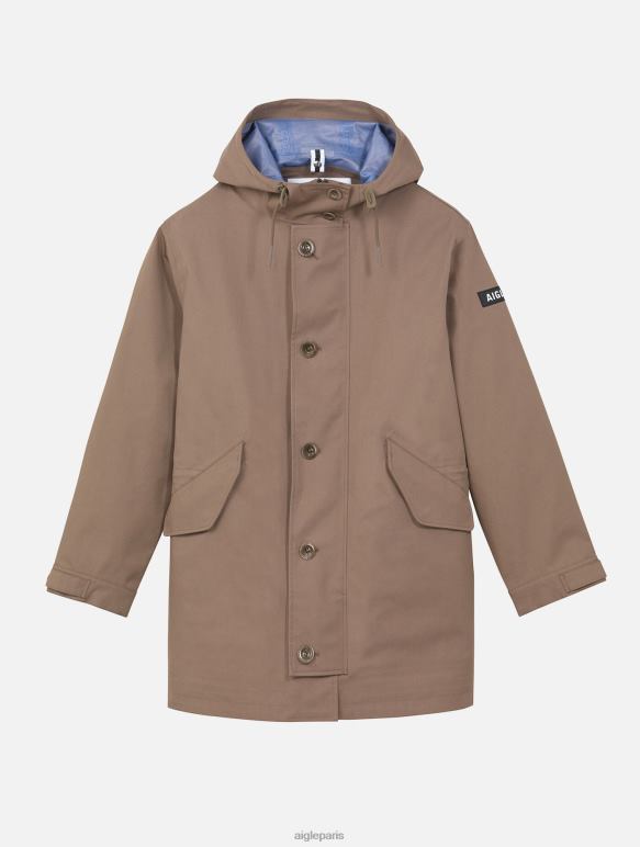 Hommes cappuccino Aigle parka mtd mi-longue à capuche vêtements 2F486222